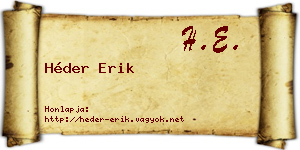 Héder Erik névjegykártya